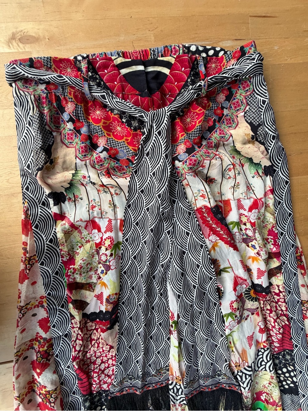 Camilla Multicolor Printed Maxi Skirt in Red, Black and Cream - Picture 6 of 10